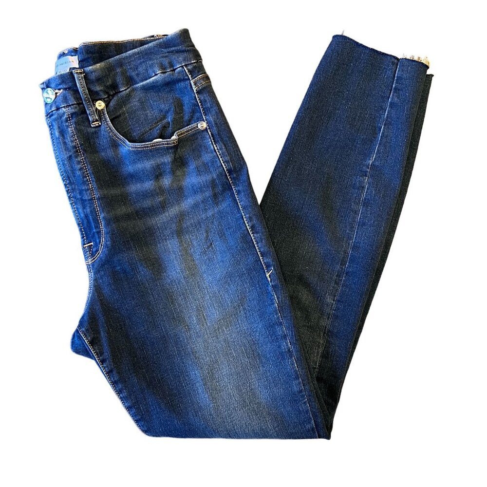 Good American Good Waist Raw Edge Skinny Jeans in Blue331 Size 10 - Picture 2 of 13